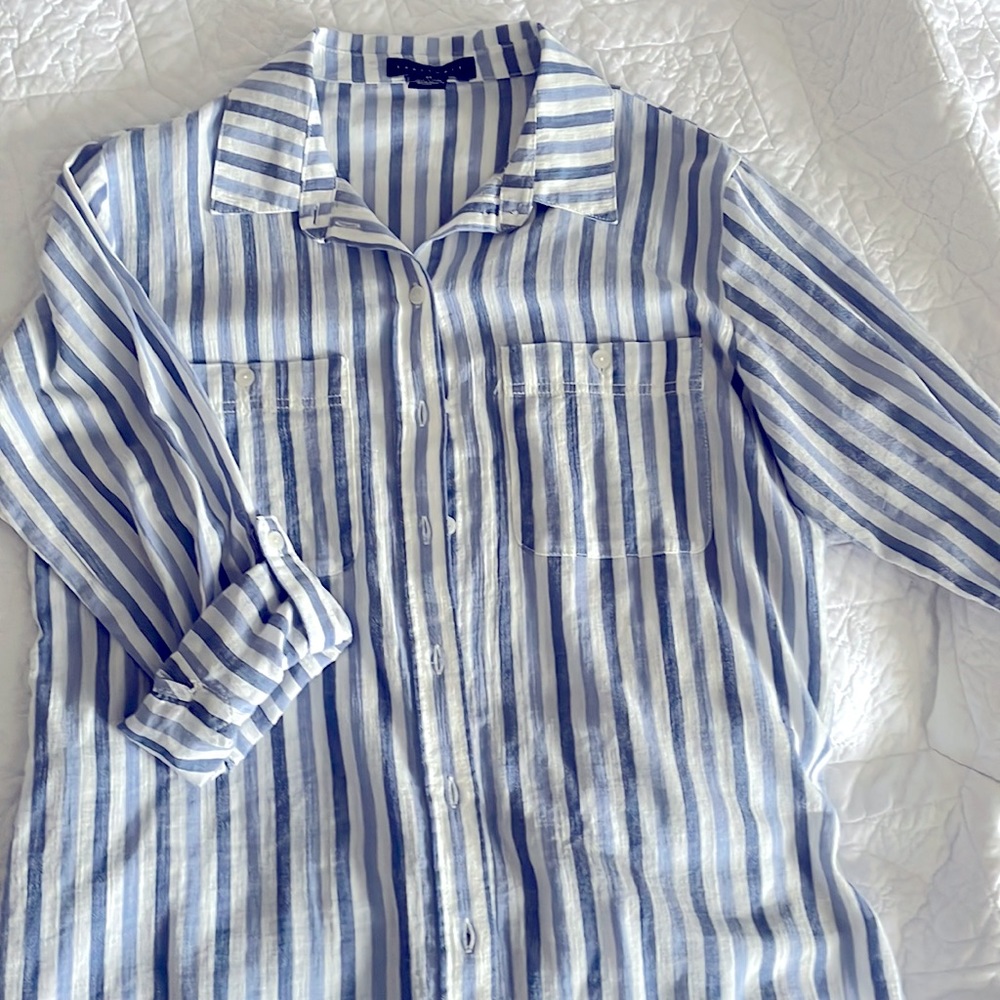 Sanctuary stripe button down blouse